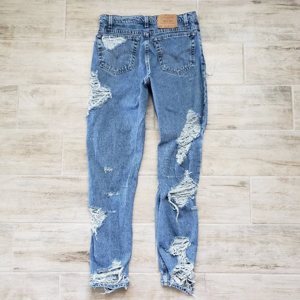 Vintage Levi's 550 Destroyed Fray Covered Relaxed Fit Jeans 34W‎ 32L